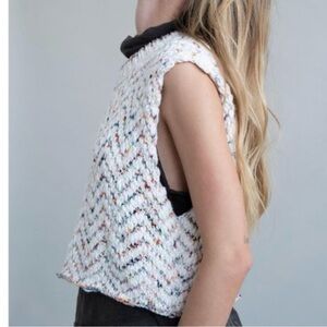 Free People Lucy Sweater Vest Vanilla Combo